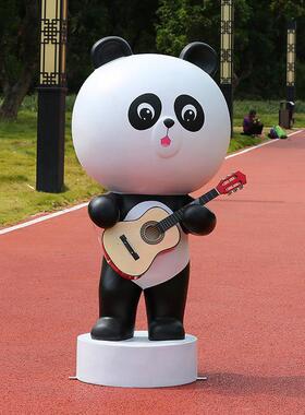 户外网红卡通熊猫玻璃纤维雕塑幼儿园林景观商场店铺美陈装饰大摆