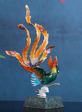 龙凤呈祥纯铜摆件青龙腾四海公司家居装饰工艺品凤舞九天结婚礼品