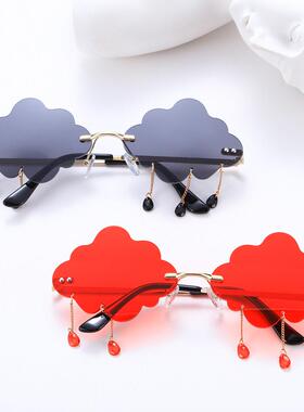 UV400 ndy Tassel Sunglasses Fashion Retro Rimless Sun Glasse