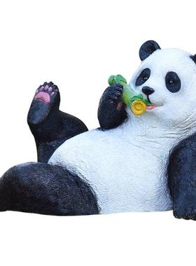 仿真熊猫雕塑幼儿园户外动物摆件玻璃钢园林景观小品花园庭院装饰
