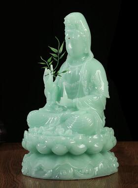 南海观音菩萨佛像摆件客厅玄关家用供奉保平安送子坐莲观世音菩萨