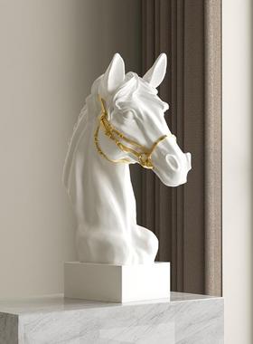 正品高级感石艺术头摆件膏雕塑装轻奢客厅酒马柜办公室展示柜装软