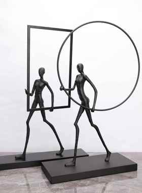 现代简约创意扛框摆人样板房电视柜公办桌玄关件0033家居客厅软装