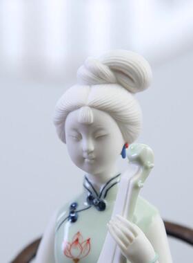 青花瓷仕女琴棋书画人物摆件古典陶瓷美女家居饰品商务礼品送礼