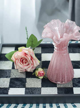 高档芬顿手工裙边花瓶摆件现代轻奢客厅茶几边角几软装装饰花器