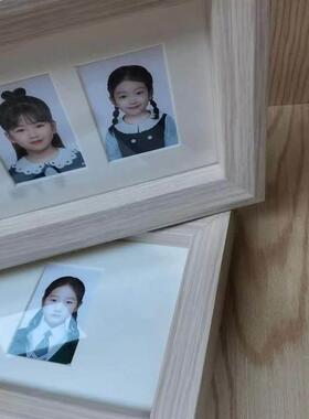 一寸照片相框儿童证件照收纳成长纪念摆台两寸照片长条画框挂墙
