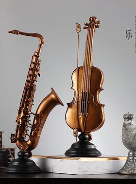 小提琴覆古乐器摆件欧式创意家居饰品红酒架书架酒柜客厅桌面摆设
