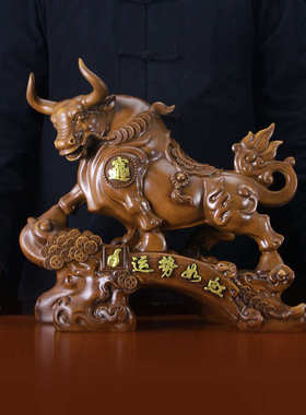 运势如虹牛摆件十二生肖牛客厅玄关酒柜装饰公司店铺乔迁开业送礼
