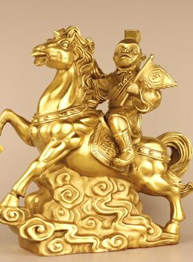 铜马上封侯摆件黄铜带印持令马上候装饰品办公桌祝福马上候装饰品