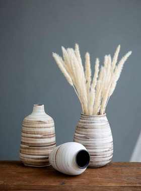 诧寂风陶瓷花瓶摆件客厅插花创意手工粗陶大号装饰家居造型花器