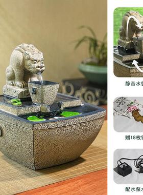 日进斗金流水生财聚宝盆摆件循环水景观桌面喷泉招财聚财流水摆件