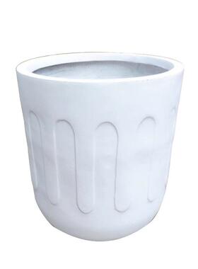 圆柱家庭欧式镁水泥花盆仿木新款玻璃纤维花器工厂销售装饰