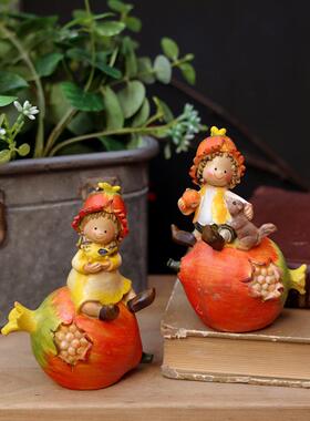 美式乡村小石榴仙子卡通客厅橱窗花园庭院玄关装饰摆件情侣送礼品