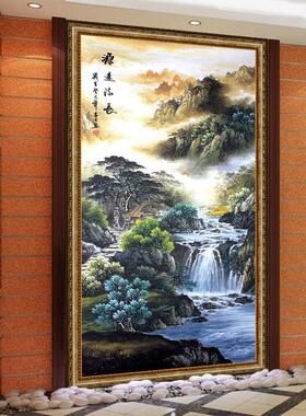 定制中国九鱼富走廊过道入口山水画壁画山水画客厅壁纸