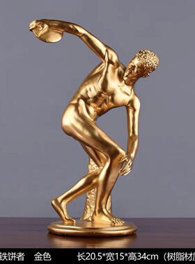 轻奢掷铁楼样饼者件人物雕塑摆艺术软装CGE饰品板间售处书柜摆设