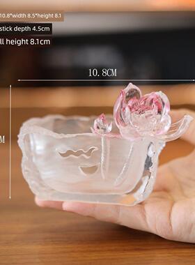 琉璃花瓶冰心莲花韵烛台香插书房茶室客厅荷花装饰书房工艺品摆件