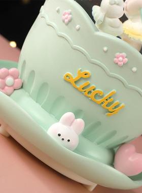 抖音创意精灵花园发光飘雪音乐盒水晶球夜灯生日礼物桌面摆件