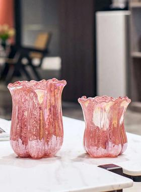时尚亮花瓶家居现代琉璃装饰品水培创意珠光餐桌金粉百财摆件客厅