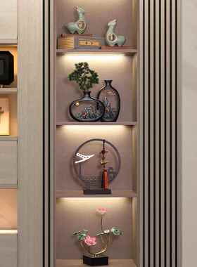 新酒中式博古架柜装饰品06802523客室茶几家居摆设茶桌面国风高档