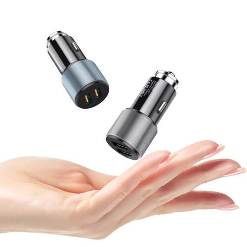 双USB手机车载充电器 4.2A大电流12-24V通用版本金属点烟器车充头 - 图1