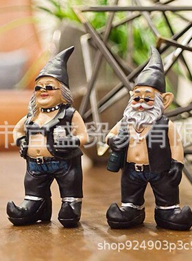 跨境花园侏儒3D摆件小矮人树脂工艺品白胡子老头男女树脂摆件装饰