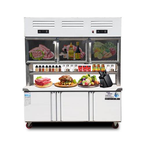 冷藏冷冻一体机 便利店雪糕饮料展示柜串串点菜柜 商用双温子母柜 - 图3