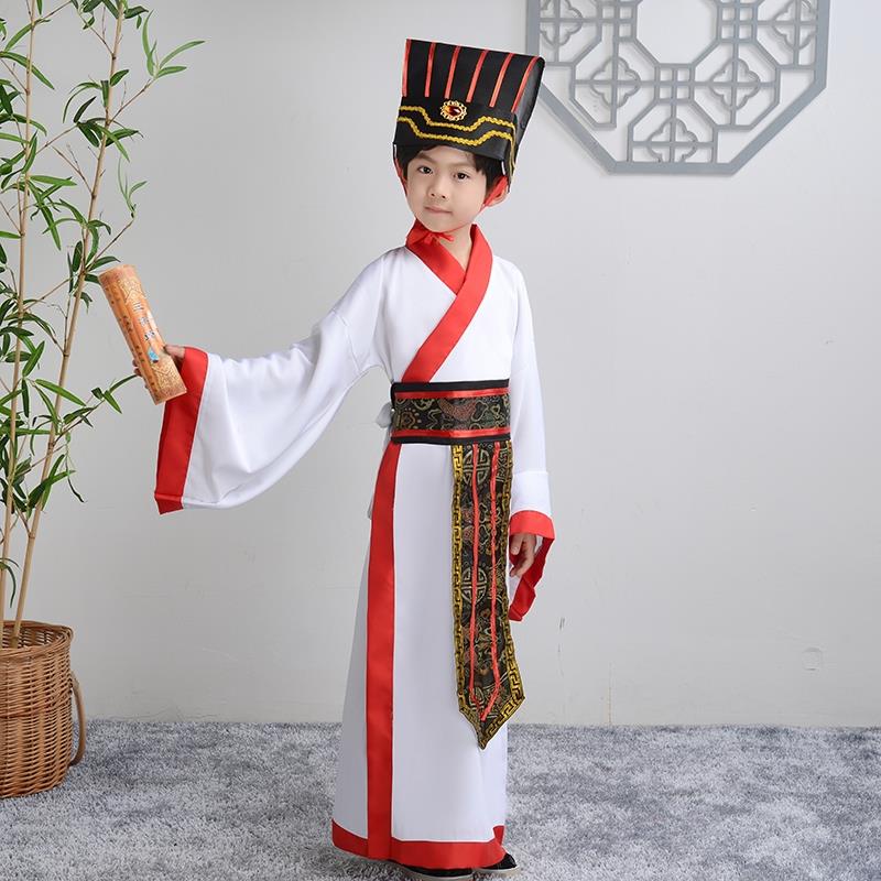 三国演义儿童古装汉服大臣官服战国国学服古代服装演出服舞台表演 - 图2