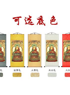 释迦牟尼佛像挂画佛画人物佛字画像结缘供奉丝绸画卷轴画装饰挂画