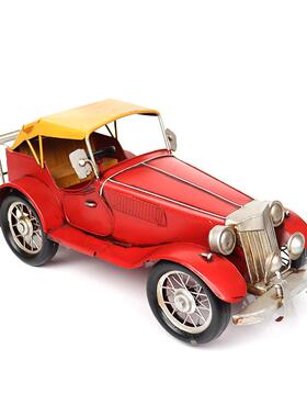 铁皮工艺品复爷车模型怀旧古老装式物件客厅酒032吧橱老窗柜饰品