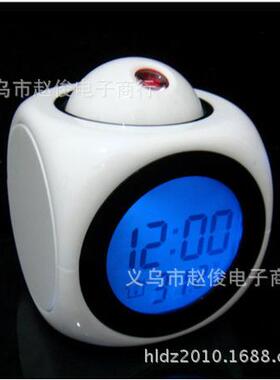 新多功能英文投影报时钟 LED灯投影闹钟 语音报时钟 投影钟