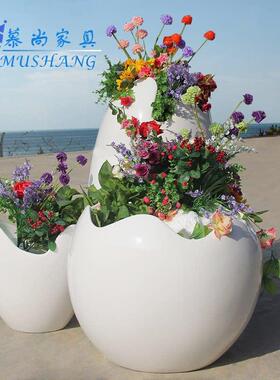 玻璃纤维花盆商场美陈花器户外公园种植池道路装饰花坛园林树池定