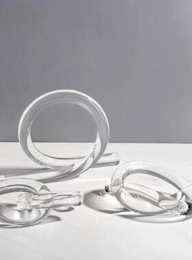 简约现代亚克力透明摆件样板间客厅电视柜玄关桌面创意几何装饰品