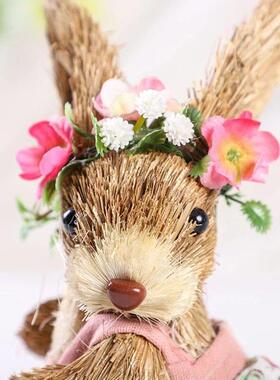 Easter Straw Rabbit Ornament for Creative Artificial Bunny f