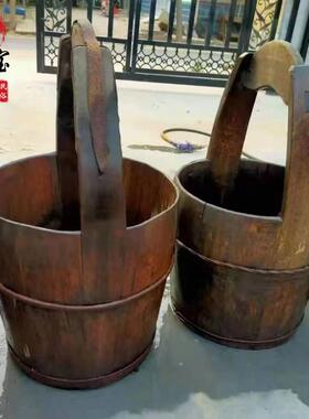 民俗怀旧老水桶老物件农村手提家用木桶覆古怀旧桶子影视道具摆件