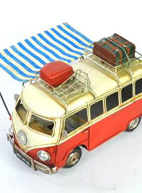 模复古大众旅游巴士车型铁艺怀旧客装3335汽车酒吧厅橱窗柜创意饰