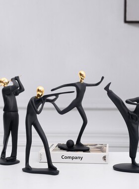 北欧风金色运动人物雕塑装饰现代简约家居电视酒柜摆设抽象工艺品
