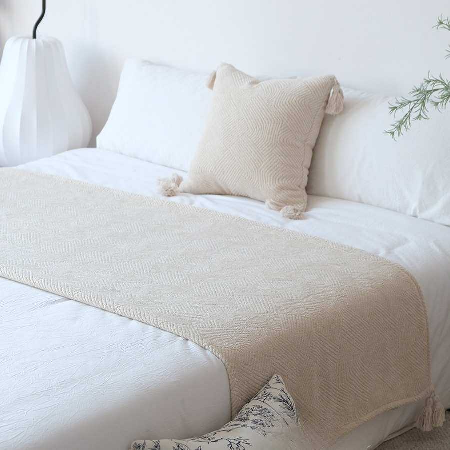 侘寂中古风床尾毯床尾巾搭毯床搭巾盖毯民宿酒店客栈床旗咖色棕色,淘宝优惠券,粉丝福利购,淘宝优惠卷