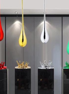 楼处展酒店大堂YUS装水滴雕塑轻奢售电吊镀挂饰商厅业中心样板间