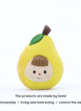Jay家 手工木雕摆件 水果娃娃 榴莲水蜜桃可爱桌面生日礼物礼品