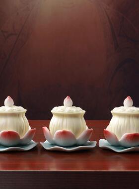 陶瓷供佛水杯圣水杯净水杯家用供奉观音水杯供水佛杯佛前佛具用品