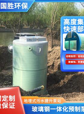 全自动一体化泵站 地埋式全自动污水雨水玻璃钢提升设备 远程控制