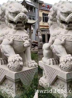 白色石趴狮哪里卖白石头行走狮子加工汉白玉卧狮多少钱