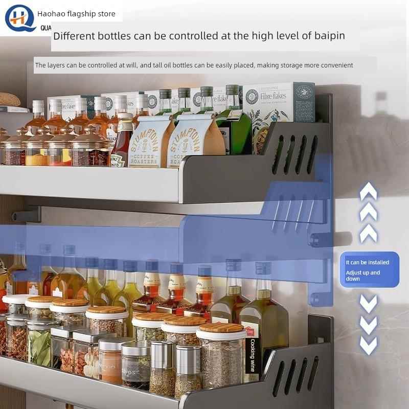 厨房微波炉置物架家用壁挂式免打孔放烤箱架子多功能墙上收纳挂架 - 图1
