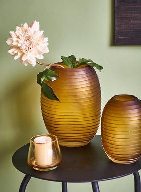 简约轻奢手工磨刻创意菠萝罐花瓶客厅插花现代玄关茶几餐桌花瓶