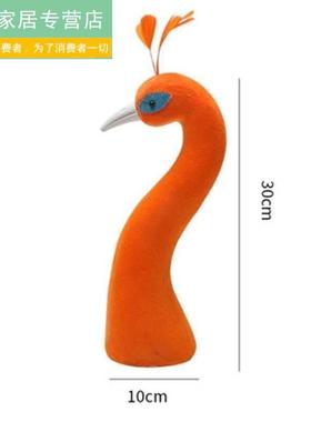 新仿真羽毛孔雀头装饰品花艺开业花篮客厅婚宴摆件孔雀头摆件