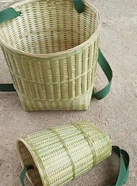 竹编竹篓编织揹筐家用竹篓采摘舞蹈买菜道具采茶收纳箩筐扁形竹篓