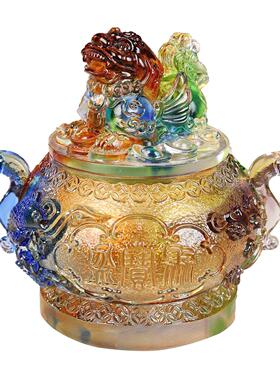 琉璃貔貅聚宝盆如意聚宝袋开业乔迁高档礼品玄关办公室摆件