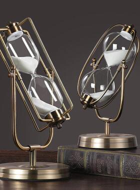 时光旋转沙漏计时器摆件15/30/60分钟半小时时间装饰创意精致礼物