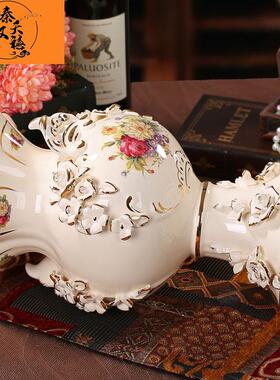 秦汉天禧象牙欧式陶瓷花瓶摆件客厅奢华家居装饰工艺品桌面摆件
