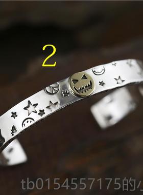 正品 牛钝工 amp笑脸手镯amp jaan925银俏皮精笑脸 涂鸦p手镯个性